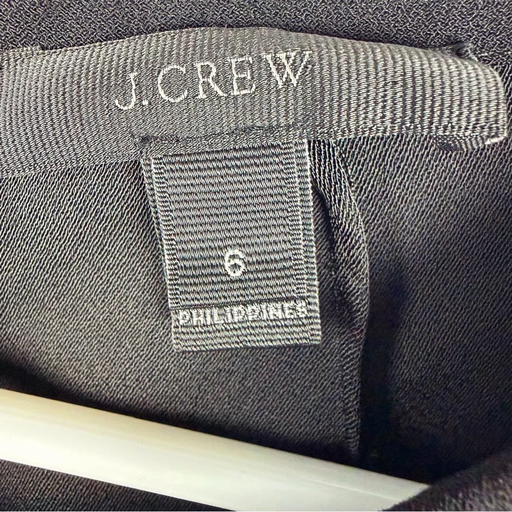 J.Crew Black Ruffle Sleeve Blouse Size 6 Keyhole Back Flowy Top - Picture 5 of 12